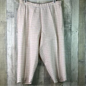 Josephine Chaus Woman Size 3 100% Linen Plaid Capris w/Stretch Waistband